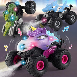 Dinosaur Toys Pull Back Cars Mini Monster Truck Car Toy Set for Kids Toddlers Boys Girls Birthday Giftsling Stunt <b>RC</b> Car - Product Image 4