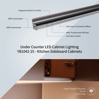 Profilé en aluminium pour éclairage linéaire Gola, éclairage LED pour armoire, double diffuseur pour façade d'armoire de cuisine YB1042-44-1