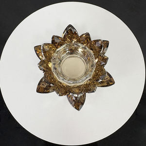 High Quality Gold champagne Silver Coating Crystal <strong>Lotus</strong> <strong>Candle</strong> Tealight <strong>Holder</strong> MH-Z0510 - Product Image 5
