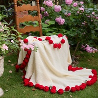Écharpe florale en fil fait main, couvre-lit au crochet, couette tressée, tapis, châle tricoté, couverture bouquet de roses tissée au crochet, confortable
