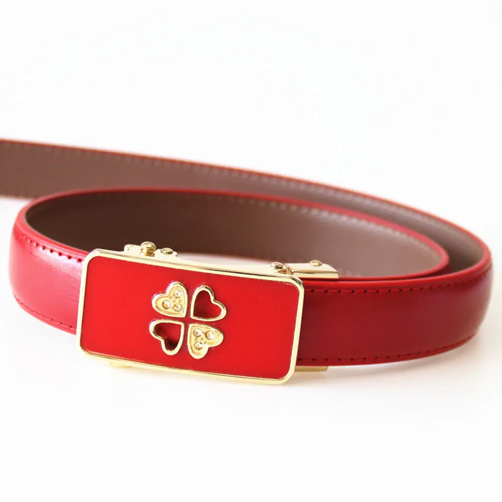 fashion red pu belt with red buckle for lady