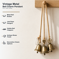 Lonceng Logam Perunggu Vintage Kustom OEM, Cetakan Lonceng dengan Tali Goni, Dekorasi Natal, Pesta, Doa, dan Liburan