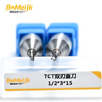 BoMeiJK Mata Bor Router Kayu Kecepatan Tinggi 2 Mata Pisau Lurus TCT dengan Finishing Permukaan Tinggi, Sudut Helix 45 Derajat, Dapat Disesuaikan ODM/OEM