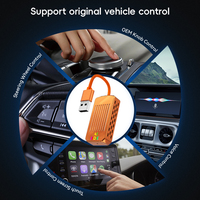 Dongle stéréo portable pour voiture en métal orange, USB Type-C avec prise en charge de CarPlay et d'Android Auto pour voiture