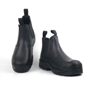 Bottes de sécurité <span class=keywords><strong>Chelsea</strong></span> en cuir imperméable sans lacets, respirantes, noires, pour hommes, avec embout en acier, bottes de travail imperméables - Product Image 5
