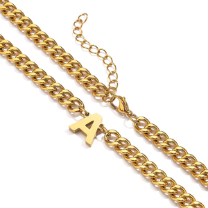 Collier pendentif chaîne cubaine A-Z en acier inoxydable, bijoux pendentifs initiales européens et américains, vente en gros - Product Image 3