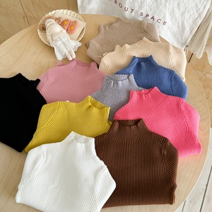 Tongxingyuan Girls' High Neck Knit Sweater Solid Color Cotton Autumn Winter Base Layer Children's Sweaters - Product Image 2
