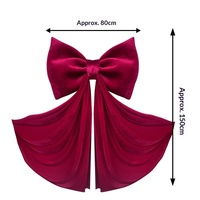Décoration de Noël surdimensionnée en velours rouge bordeaux avec nœud, taille personnalisée, faite à la main en polyester, fabrication d'usine