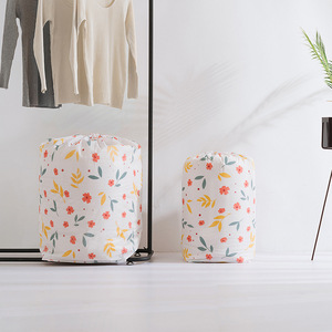Drawstring Quilt Storage Bag Large Household Organizer Round Floral Pattern Bedroom Clothes Storage Cylinder - Product Image 1