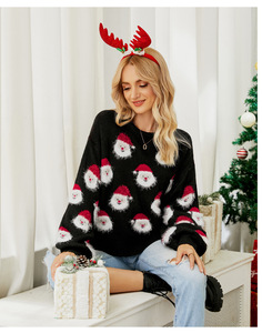 Women Old <strong>Man</strong> Face Jacquard Pullover <strong>Christmas</strong> Sweater New Arrival Autumn Winter European American Style Festive Knit <strong>Jumper</strong> - Product Image 2