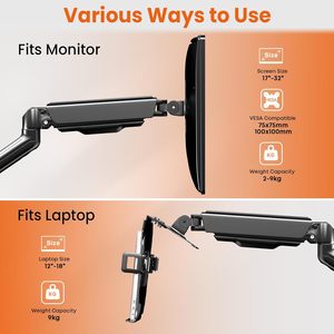 Chuyển động đầy đủ có khớp nối khí mùa xuân có thể điều chỉnh máy tính xách tay Wall Mount với có thể tháo rời khay cánh tay cho 12-17 inch máy tính xách tay màn hình đứng - Product Image 4