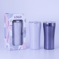 Tasses à café réutilisables en acier inoxydable à double paroi de 12 oz avec couvercle anti-fuite, gobelet isotherme de voyage de 15 oz