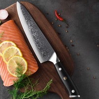AMSZL Couteau de chef japonais professionnel 8 pouces en acier damas avec lame en acier au carbone VG-10 Couteau de cuisine avec manche G10
