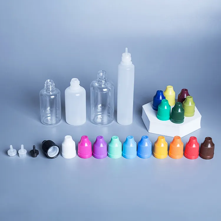 200 Pcs Labs 10ml 15ml 60ml 100ml Plastic Squeeze Bottle Oils Saline Drops Eye Liquid Drop Bottle with 15 mm Neck Childproof Cap