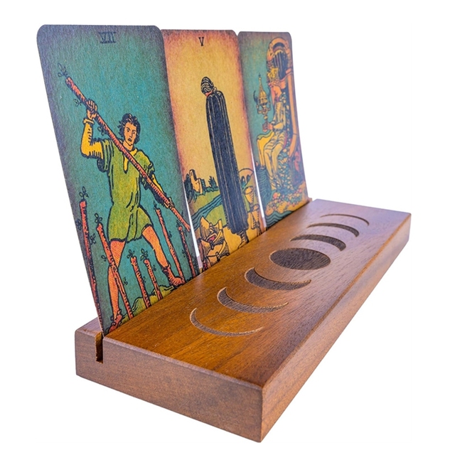 Tarot Accessories 9" Witchcraft Supplies Gift Divination Tools Wooden Tarot Card Holder Moon Phase Display Tray