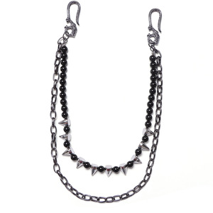 Cadena de cintura de doble capa a la moda con cuentas de púas y tachuelas de aleación de zinc, unisex, informal, estilo hip hop. - Product Image 5