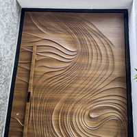 Porte d'entrée moderne en acier inoxydable, design en bois sculpté 3D, portes pivotantes doubles extérieures pour maisons