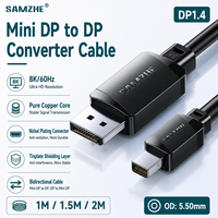 SAMZHE Cable Mini DP a DP 1.4 de 8K/60Hz, Adaptador Thunderbolt de Transferencia Bidireccional, Conversor HD de 4K/240Hz para Macbook, Laptop y Monitor