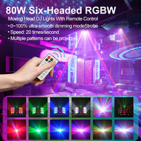 Projecteur de scène à six têtes Snowflake Warship, éclairage de scène mobile, éclairage disco avec effet lumineux de 80W pour mariage, fête, club