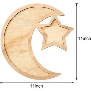 Bandeja Creativa de Madera con Forma de Estrella y Luna, Color Madera Natural, Plato para Servir Aperitivos, Frutas, Pasteles, Pan, Plato para Mesa Ly0106 - Product Image 2