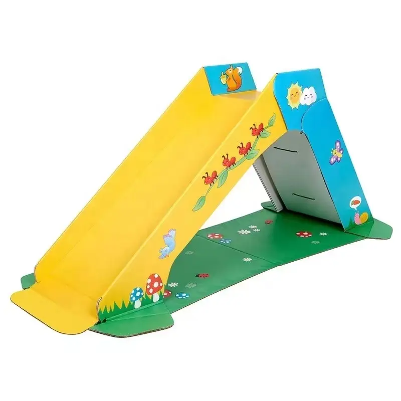 어린이를위한 골판지 종이 슬라이드 학교 유치원 보육 또는 공항을위한 청소하기 쉬운 접이식 실내 슬라이드