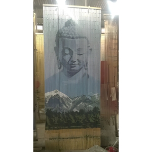 Bamboo Beaded Curtain Buddha Design Asian Zen Style Vertical Blinds Light Filtering Eco-Friendly Dreamy Door Hanging Custom Made - Product Image 1