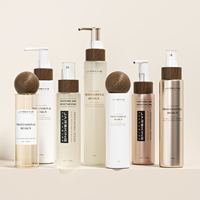 Ensemble d'emballage cosmétique 100 120 150ml bouteille de pompe en plastique de lotion cosmétique écologique avec bouchon en bambou