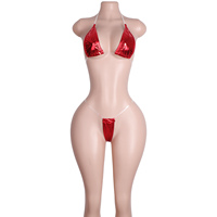 2-teiliges Transparentes Schnür-BH-Set aus Lackleder, Exotische Tanzkleidung, Stripper-Outfits, Performance-Kleidung, Clubwear, Strass-Bodysuits