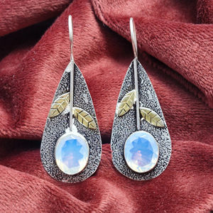Pendientes Elegantes de Plata de Ley 925 con Ópalo de Fuego, Joyería Vintage Boho, Mejor Precio 2025 - Product Image 1