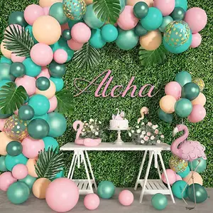 Jungle Safari Tropical Theme Balloon Birthday Party Supplies Pink Green Palm Leaf Hawaiian Decoration
