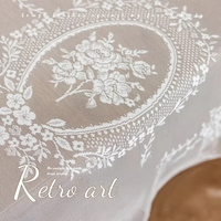 Nappe de table ronde en dentelle brodée style Rococo, motif découpé, pour décoration intérieure, fête, vente en gros, blanc et vert, France INS