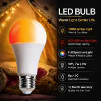 Ampoule LED 3 en 1 à changement de couleur 5W 7W 9W E14 E27 Lumineuse 1600K Ambre 625~630nm Lumière rouge 4000K Spectre complet pour chambre à coucher