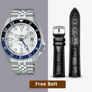 Montre automatique mécanique en acier inoxydable avec cadran en verre, fermoir caché, trois aiguilles, chronographe résistant à l'eau, composants métalliques - Product Image 5