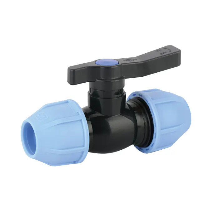 파이프 피팅 KEXING IRRIPLAST PP 플라스틱 볼 밸브 ISO17885 ISO14236 관개 압축 피팅 PP HDPE 볼 밸브