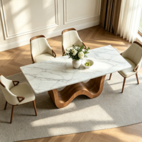 Nouvelle table à manger en bois massif de couleur noyer au design créatif, table à manger rectangulaire minimaliste pour salle à manger, table à manger en marbre épaissi JY-TL2