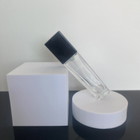 Flacon en verre rectangulaire transparent de 30 ml avec pulvérisateur à pompe et diffuseur à bâtonnets pour émulsions capillaires, fond de teint et parfums