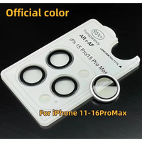 Protection d'objectif d'appareil photo en verre pour iPhone 15 16 17 Pro Max, anti-buée AR+AF, avec anneaux métalliques, installation facile, design 3D Radian, effet œil d'aigle