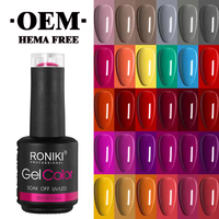 Pour RONIKI Personnalisable 15ml Hema Free Nail Color Gel Polish Créez votre propre Gel UV avec Logo Private Label Soak