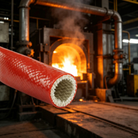 Manchon en fibre de verre silicone haute température certifié CE RoHS, résistant au feu, pour machines de construction