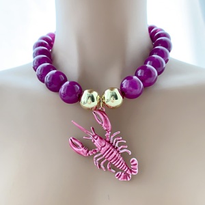 <span class=keywords><strong>BD</strong></span>-B7944 soeur fête femmes collier bijoux créatif perlé chaîne collier coloré homard collier été populaire - Product Image 4