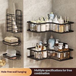 Étagère <span class=keywords><strong>de</strong></span> rangement murale en métal pour cuisine, organisateur multifonctionnel, égouttoir pour <span class=keywords><strong>salle</strong></span> <span class=keywords><strong>de</strong></span> <span class=keywords><strong>bain</strong></span>, étagère d'angle - Product Image 4