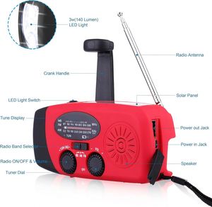 Portable <b>LED</b> <b>Flashlights</b> Outdoor Emergency Multifunction Solar Hand Crank Radio AM/FM/WB 2000mAh USB Power Bank Radio - Product Image 2