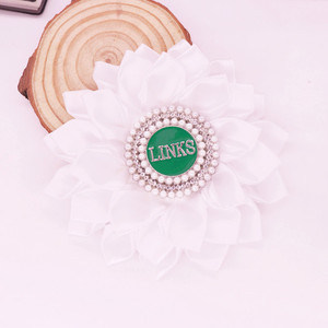 Delicati i collegamenti incorporati simbolo delicato verde e bianco corpetto di tono Pin fatto a mano nastro di raso collega signora spilla di fiori - Product Image 5
