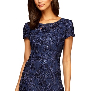 ماني الزهور روزيت البحرية فستان زهري V-عودة ماسيس إمرأة فساتين الدانتيل ثوب ثوب أنيق - Product Image 4