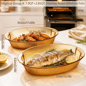 Set di Utensili da Cucina in Vetro Borosilicato ad Alta Resistenza al Calore Senza Piombo, Set di Teglie per Microonde <span class=keywords><strong>e</strong></span> <span class=keywords><strong>Forno</strong></span> - Product Image 1