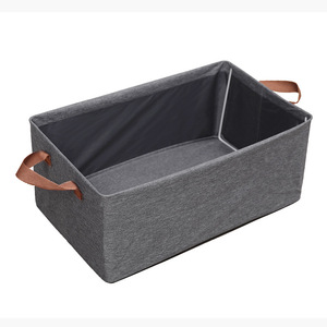 Fabric Storage <b>Basket</b> Grey Rectangle <b>Foldable</b> Polyester Clothing Organizer Standing Type Eco Friendly - Product Image 1