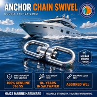 Chaîne d'ancre marine en acier inoxydable 316, pivotante, double œil, manille à œil, 12*123mm, anneau rotatif pour gréement, matériel pour yacht et bateau