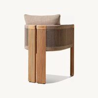 Ensemble de salle à manger en teck d'extérieur avec structure en bois massif, mobilier de jardin de style américain pour villa