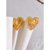 JINYOU 2504 acier inoxydable coeur amour grandes boucles d'oreilles pour les femmes prévenir les allergies or argent romantique Texture personnelle bijoux