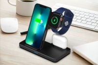 Vente en gros OEM Support de téléphone portable pliable 3 en 1 à chargement rapide avec chargeur sans fil